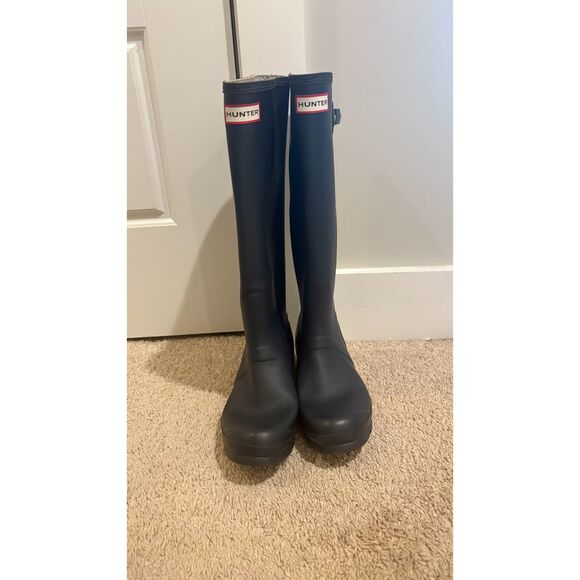 Hunter Original Tall Navy Blue Rubber Rain Boots Size 8 Women - Picture 5 of 7